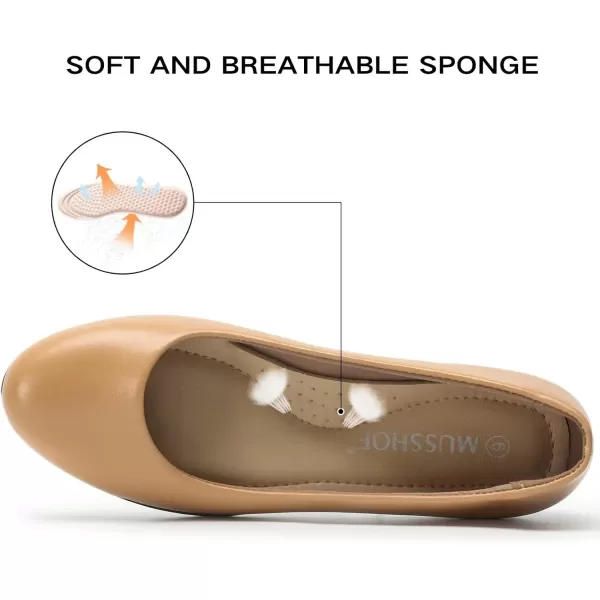 MUSSHOE Flats Shoes for Women Dressy Comfortable Slip-on Flats for Women Round Toe