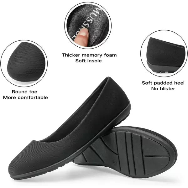 MUSSHOE Flats Shoes for Women Dressy Comfortable Slip-on Flats for Women Round Toe