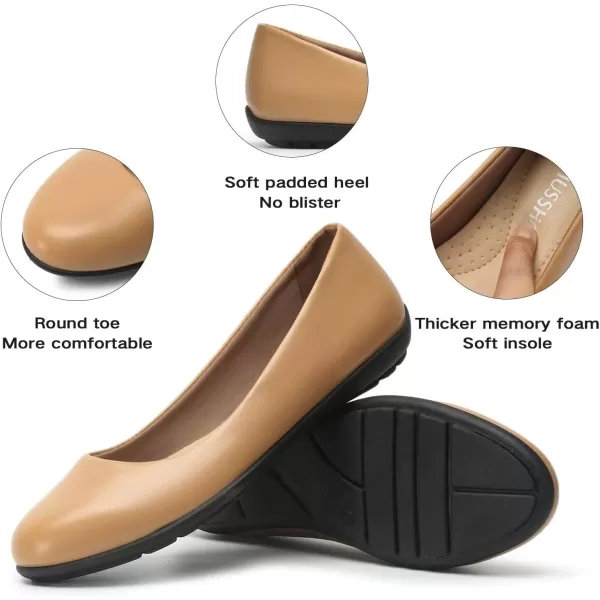 MUSSHOE Flats Shoes for Women Dressy Comfortable Slip-on Flats for Women Round Toe