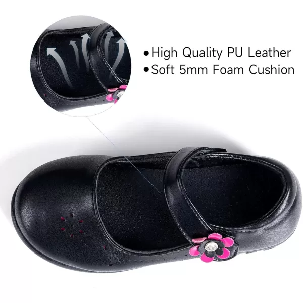 MUSSHOE Girls Shoes Mary Jane Shoes for Toddler Flower Comfortable Strap Dress Flats School Wedding Party