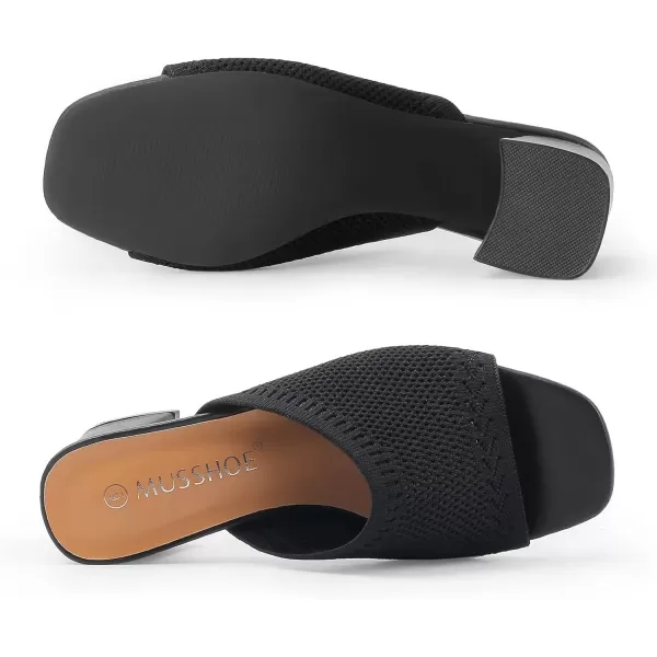 MUSSHOE Low Chunky Heel Sandals Square Toe Breathable Women Sandals