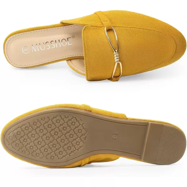 MUSSHOE Women Mules Comfortable Pointed Toe Mules for Women Flats with Buckle