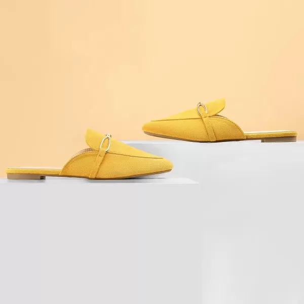 MUSSHOE Women Mules Comfortable Pointed Toe Mules for Women Flats with Buckle