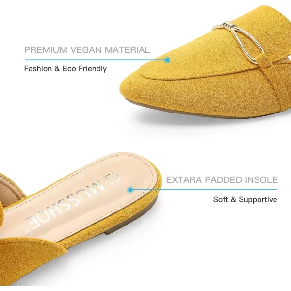MUSSHOE Women Mules Comfortable Pointed Toe Mules for Women Flats with Buckle