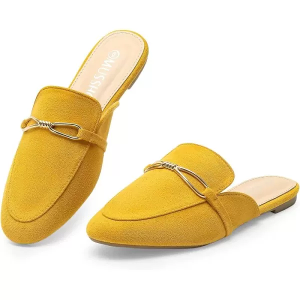 MUSSHOE Women Mules Comfortable Pointed Toe Mules for Women Flats with Buckle
