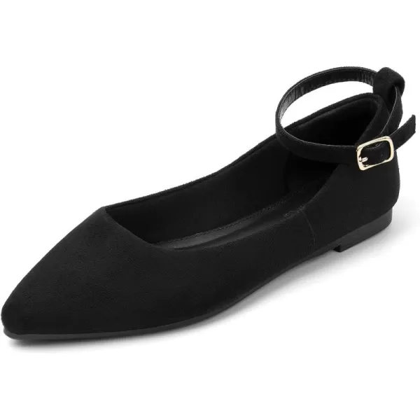 MUSSHOE Women's Ballet Flats Dress shoes for women Low Wedge Ankle Strap Flats Shoes