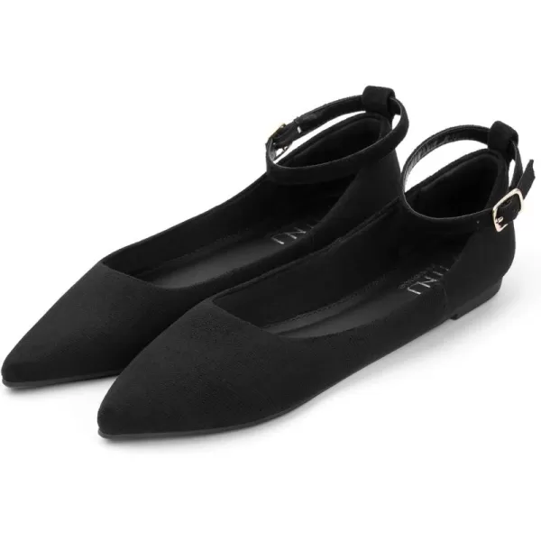 MUSSHOE Women's Ballet Flats Dress shoes for women Low Wedge Ankle Strap Flats Shoes