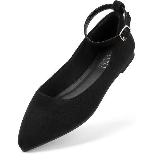 MUSSHOE Women's Ballet Flats Dress shoes for women Low Wedge Ankle Strap Flats Shoes