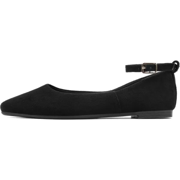 MUSSHOE Women's Ballet Flats Dress shoes for women Low Wedge Ankle Strap Flats Shoes