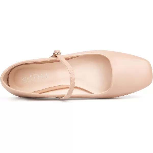 MUSSHOE Womens Ballet Mary Jane Flats Shoes Adjustable Strap Comfortable Square Closed Toe Versatile Chic Footwear with Latex Insole