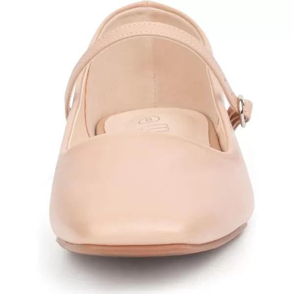 MUSSHOE Womens Ballet Mary Jane Flats Shoes Adjustable Strap Comfortable Square Closed Toe Versatile Chic Footwear with Latex Insole