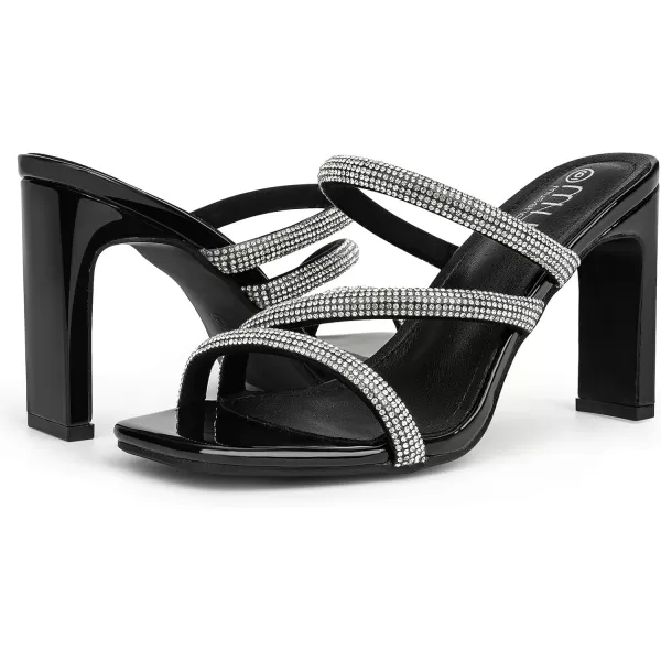 High Heels Sandals for Women Rhinestone Open Toe Slip On with Strappy Strap Dressy Sparkly Heel Bridal Shoes Comfy Sexy Cute