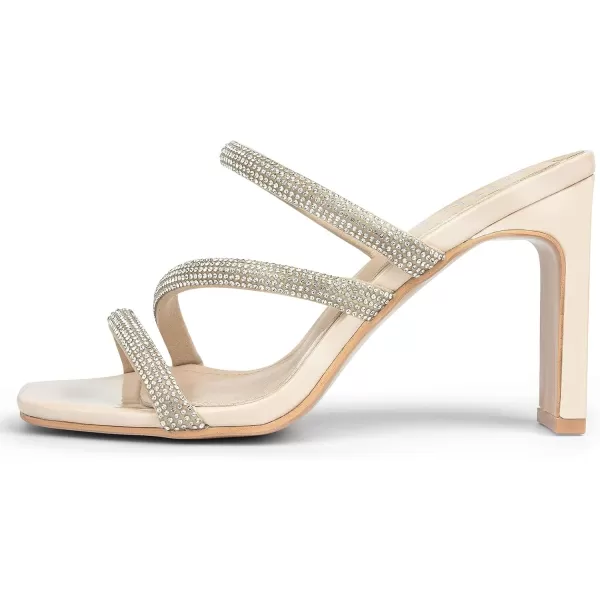 High Heels Sandals for Women Rhinestone Open Toe Slip On with Strappy Strap Dressy Sparkly Heel Bridal Shoes Comfy Sexy Cute