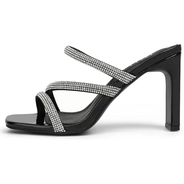 High Heels Sandals for Women Rhinestone Open Toe Slip On with Strappy Strap Dressy Sparkly Heel Bridal Shoes Comfy Sexy Cute