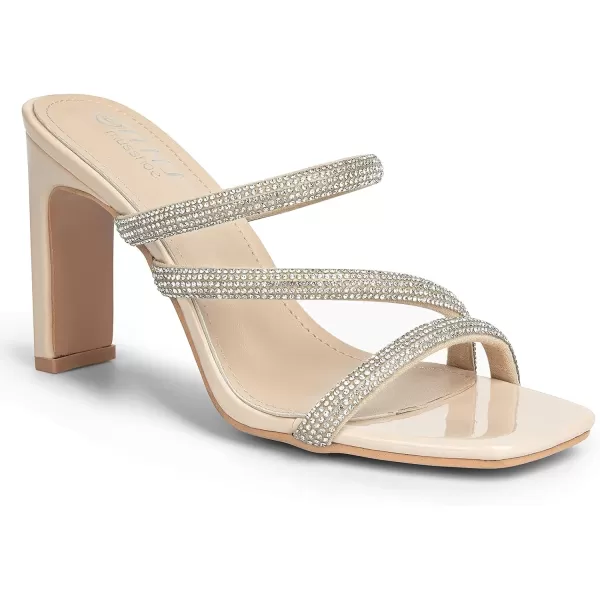 High Heels Sandals for Women Rhinestone Open Toe Slip On with Strappy Strap Dressy Sparkly Heel Bridal Shoes Comfy Sexy Cute