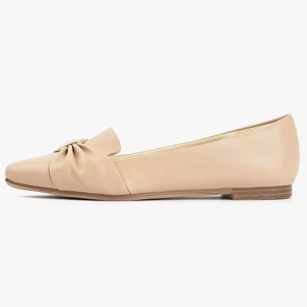 MUSSHOE Flat Shoes Women Comfortable Pointed Toe Slip on Women's Flats, Nude Pu 9