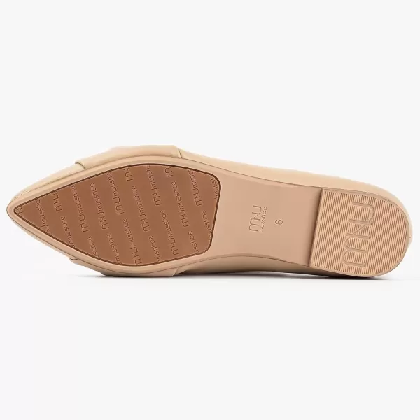 MUSSHOE Flat Shoes Women Comfortable Pointed Toe Slip on Women's Flats, Nude Pu 9