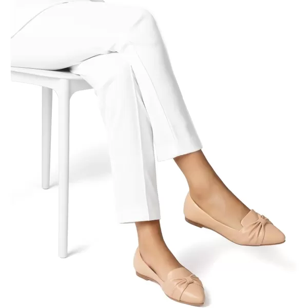 MUSSHOE Flat Shoes Women Comfortable Pointed Toe Slip on Women's Flats, Nude Pu 9