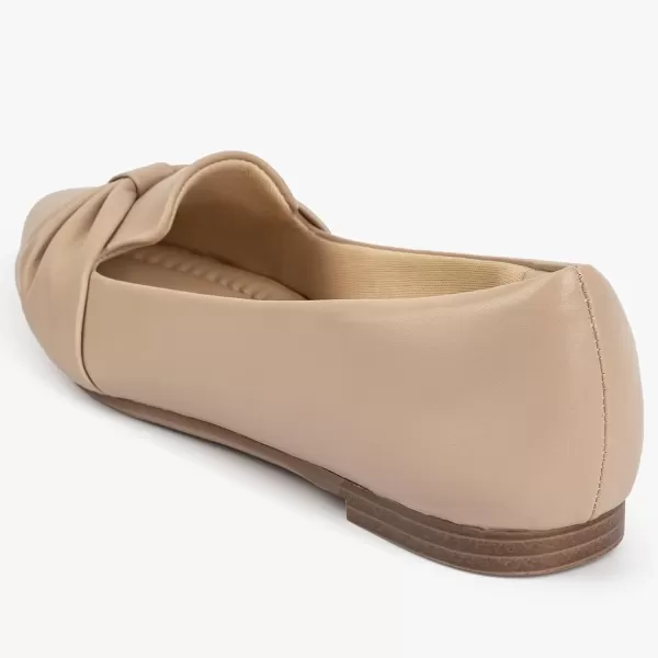 MUSSHOE Flat Shoes Women Comfortable Pointed Toe Slip on Women's Flats, Nude Pu 9