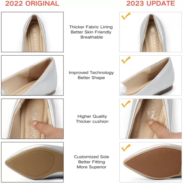 MUSSHOE Flat Shoes Women Comfortable Slip on Women's Flats Silver
