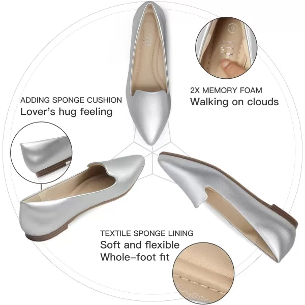 MUSSHOE Flat Shoes Women Comfortable Slip on Women's Flats Silver