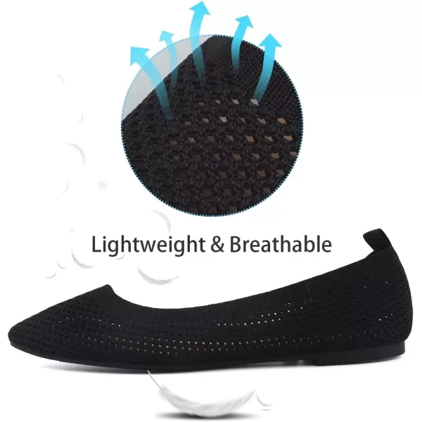 MUSSHOE Flats for Women Comfortable Mesh Women's Flats Knit Memory Foam Pointed Toe Flats Shoes Women