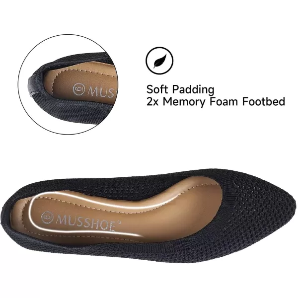 MUSSHOE Flats for Women Comfortable Mesh Women's Flats Knit Memory Foam Pointed Toe Flats Shoes Women