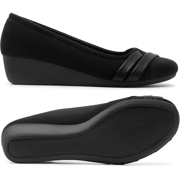 MUSSHOE Wedge heels for Women Round Toe Comfortable Dressy Low Heel Women Pumps