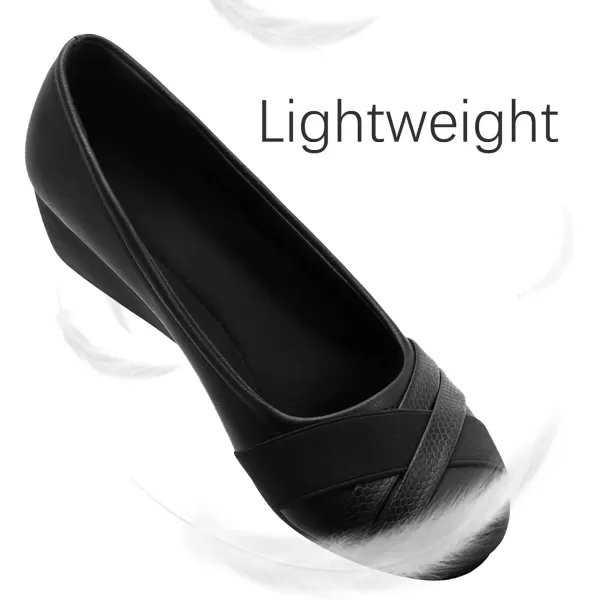MUSSHOE Wedge heels for Women Round Toe Comfortable Dressy Low Heel Women Pumps