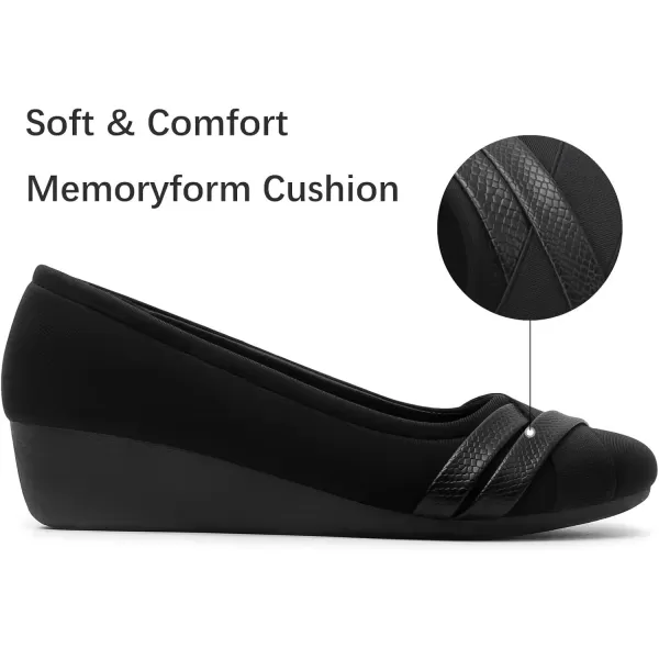 MUSSHOE Wedge heels for Women Round Toe Comfortable Dressy Low Heel Women Pumps