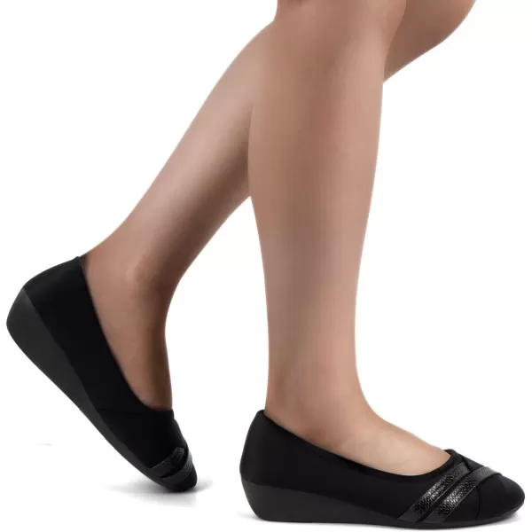 MUSSHOE Wedge heels for Women Round Toe Comfortable Dressy Low Heel Women Pumps