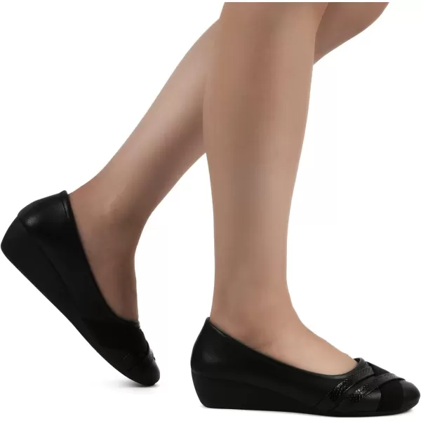 MUSSHOE Wedge heels for Women Round Toe Comfortable Dressy Low Heel Women Pumps