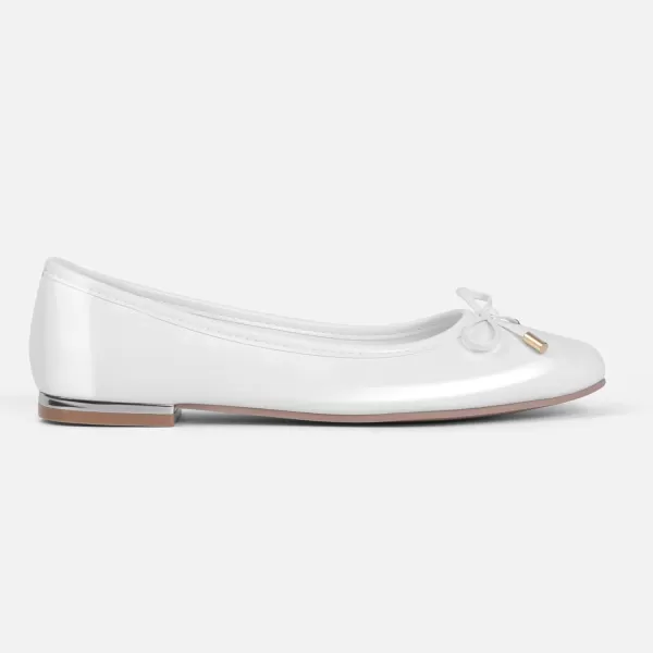 MUSSHOE Women's Ballet Flats Shoes Dressy Comfortable Square Toe Patent Flat with Bow