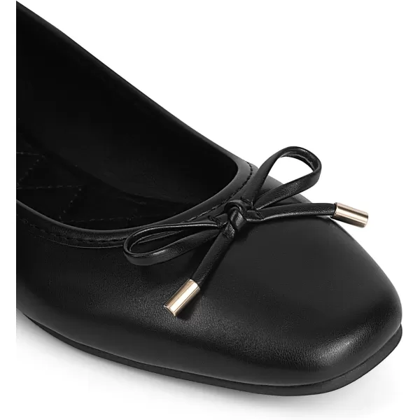 MUSSHOE Women's Ballet Flats Shoes Dressy Comfortable Square Toe Patent Flat with Bow