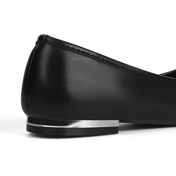 MUSSHOE Women's Ballet Flats Shoes Dressy Comfortable Square Toe Patent Flat with Bow