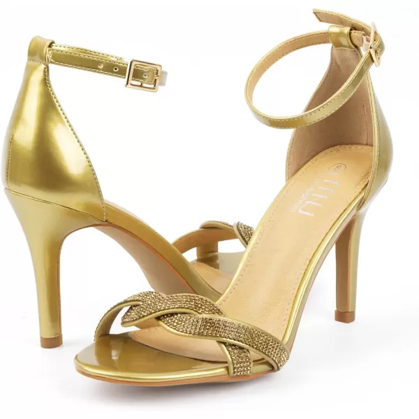 MUSSHOE Womens Stiletto High Heels Rhinestone Ankle Strap Heeled Sandals Open Toe Dress Wedding Party Shoes