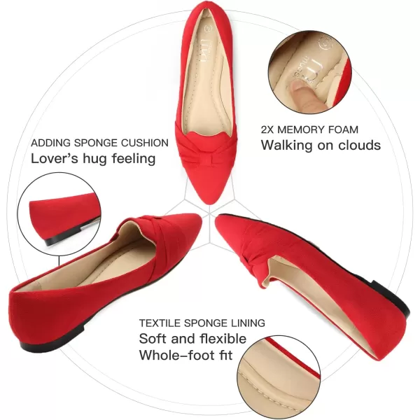 MUSSHOE Ballet Flats Dress Shoes for Women Comfortable Women's Pointed Toe Flat Slip On with Bow