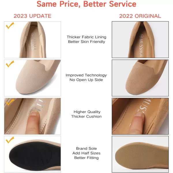 MUSSHOE Flats Shoes for Women Slip on Round Toe Comfortable Women's Flats Ballet Flats Shoes Loafers Tan2, 8