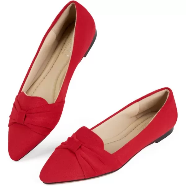 MUSSHOE Ballet Flats Dress Shoes for Women Comfortable Women's Pointed Toe Flat Slip On with Bow
