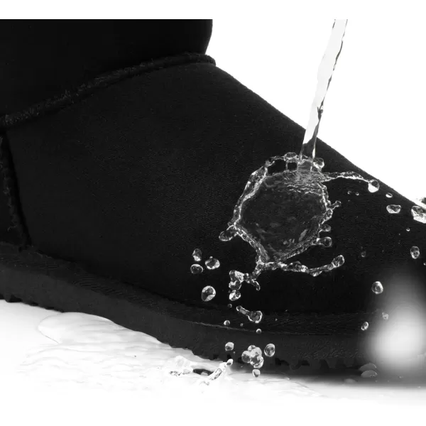 MUSSHOE Winter Boots for Women Classic Snow Boots Comfortable Cow Suede Leather Slip on Booties Fur Lined Warm Boots Waterproof