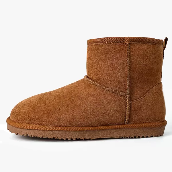 MUSSHOE Winter Boots for Women Classic Snow Boots Comfortable Cow Suede Leather Slip on Booties Fur Lined Warm Boots Waterproof