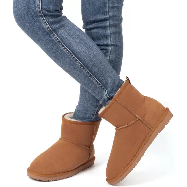 MUSSHOE Winter Boots for Women Classic Snow Boots Comfortable Cow Suede Leather Slip on Booties Fur Lined Warm Boots Waterproof