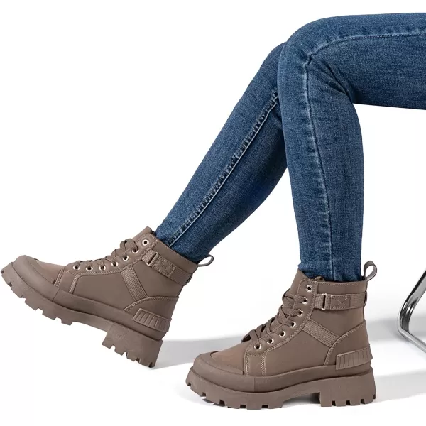 MUSSHOE Womens Combat Boots Fashion Ankle Boots for Women Lace up Heel Lug Sole