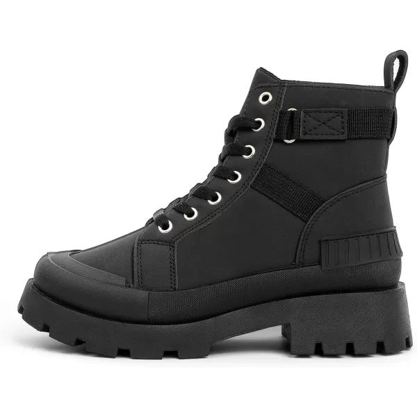 MUSSHOE Womens Combat Boots Fashion Ankle Boots for Women Lace up Heel Lug Sole
