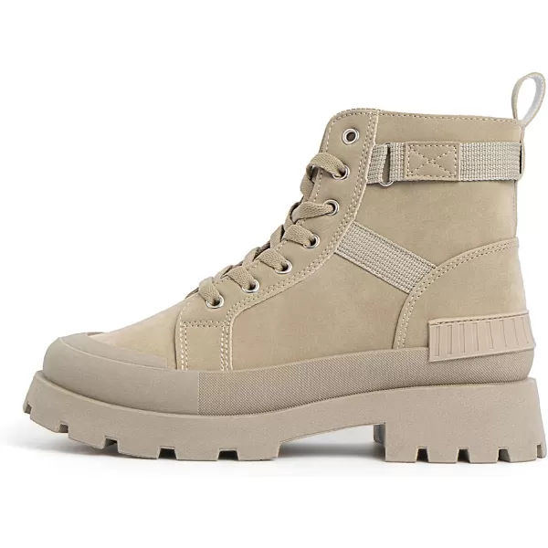 MUSSHOE Womens Combat Boots Fashion Ankle Boots for Women Lace up Heel Lug Sole