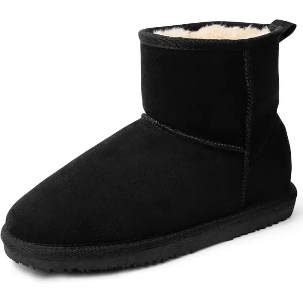 MUSSHOE Winter Boots for Women Classic Snow Boots Comfortable Cow Suede Leather Slip on Booties Fur Lined Warm Boots Waterproof