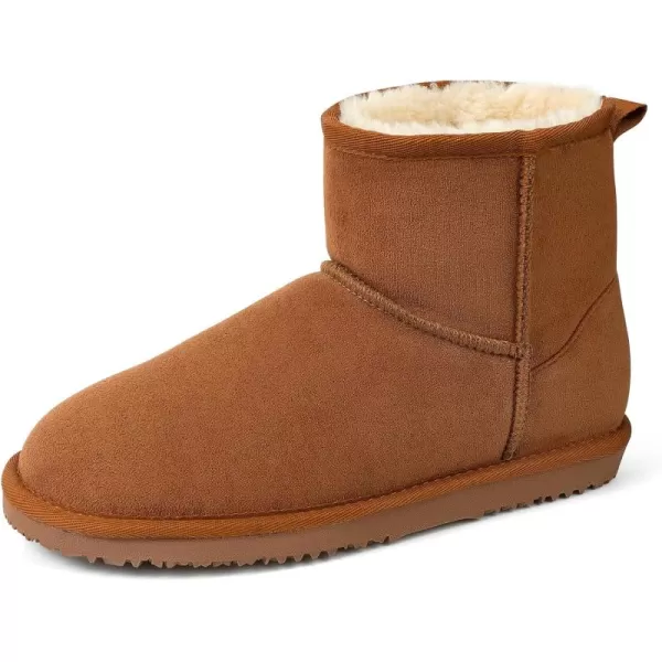 MUSSHOE Winter Boots for Women Classic Snow Boots Comfortable Cow Suede Leather Slip on Booties Fur Lined Warm Boots Waterproof