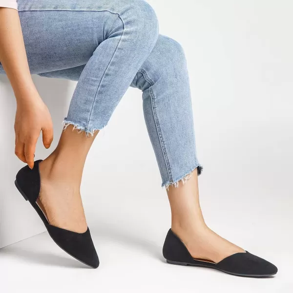 imageMUSSHOE Flat Shoes Women DOrsay Pointed Toe Ankle Strap Womens Flats