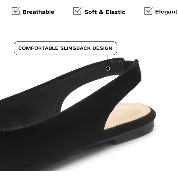 imageMUSSHOE Flats Shoes Women Slingback Pointed Toe Comfort Womens FlatsBlack1 9