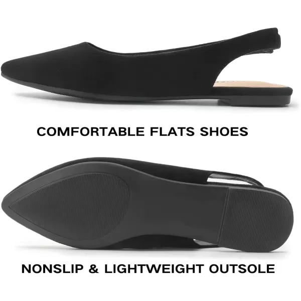 imageMUSSHOE Flats Shoes Women Slingback Pointed Toe Comfort Womens FlatsBlack1 9